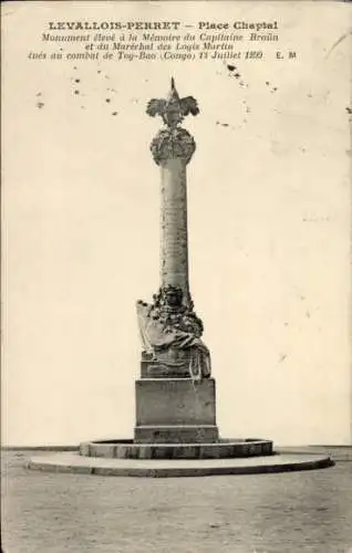 Ak Levallois Perret Hauts de Seine, Place Chaptal, Denkmal