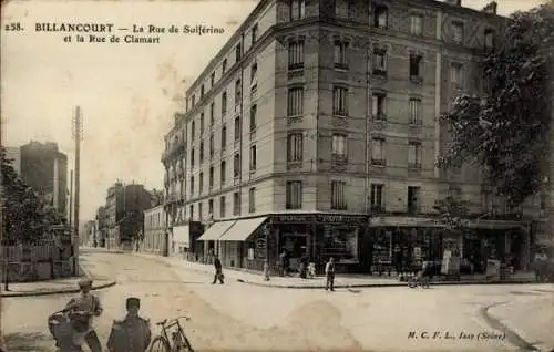Ak Billancourt Hauts de Seine, Rue de Solférino und Rue de Clamart