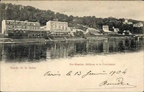 Ak Bas Meudon Hauts de Seine, Bellevue und die Standseilbahn