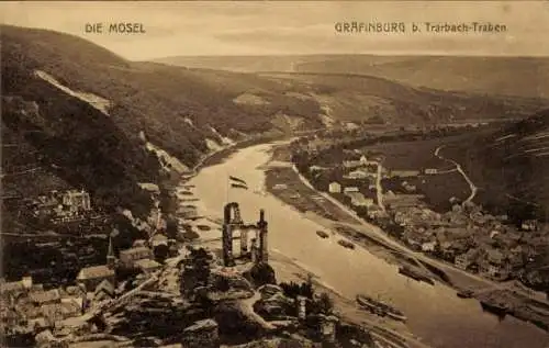 Ak Traben Trarbach an der Mosel, Gräfinburg, Panorama