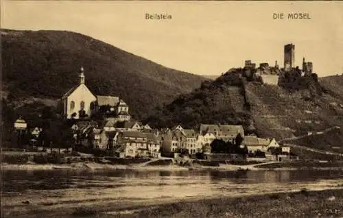 Ak Beilstein an der Mosel, Burgruine und Kirche