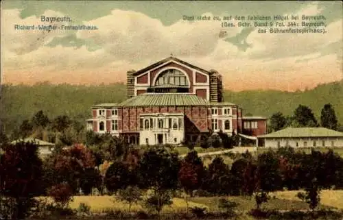 Ak Bayreuth in Oberfranken, Richard Wagner Festspielhaus