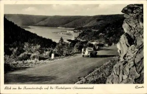 Ak Schwammenauel Heimbach in der Eifel, Kermeterstraße, Auto, Rurtalsperre Schwammenauel