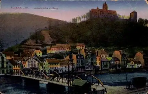 Ak Altena in Westfalen, Lennebrücke, Burg