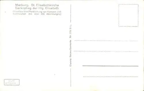 Ak Marburg an der Lahn, St. Elisabethskirche, Sarkophag der Hlg. Elisabeth