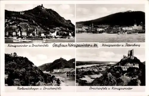 Ak Königswinter am Rhein, Drachenfels, Rolandsbogen, Petersberg