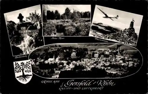 Ak Gersfeld in der Rhön Hessen, Wasserkuppe, Segelflieger, Rotes Meer, Heidelstein