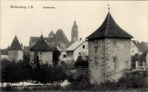 Ak Weißenburg in Mittelfranken Bayern, Stadtmauer