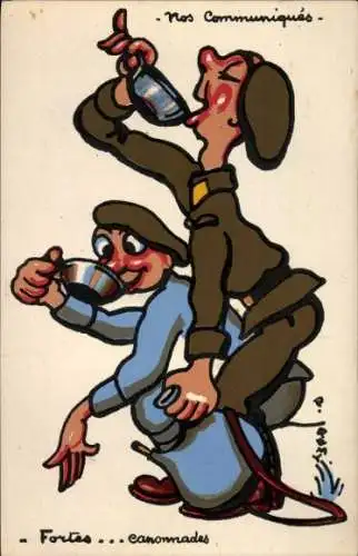 Künstler Ak Remy, Trinkende Soldaten