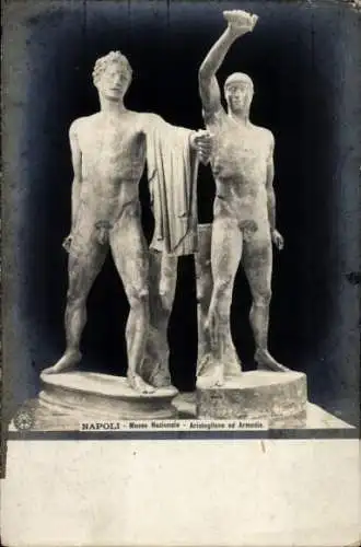 Ak Napoli, Nationalmuseum, Aristogeiton, Harmodios