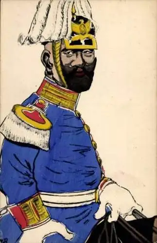 Ak Karikatur von einem deutschen Offizier