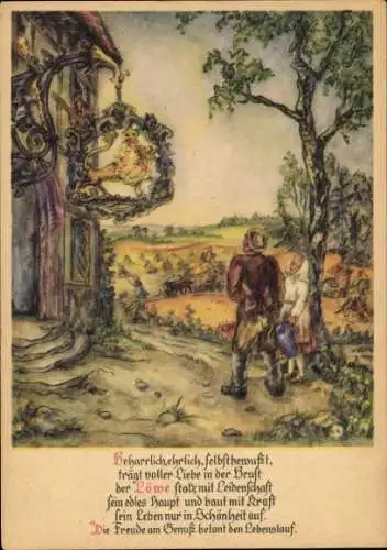 Horoskop Künstler Ak Rohland, M. M., Sternzeichen Löwe, Gasthaus
