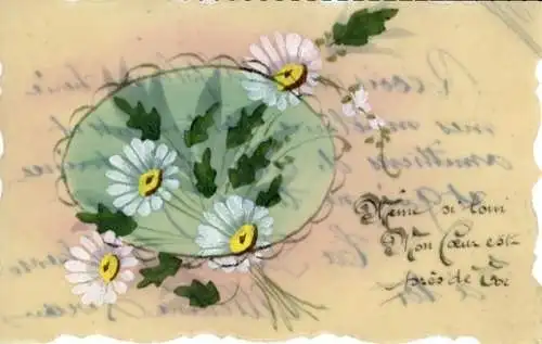 Zelluloid Ak Blumen, Margeriten