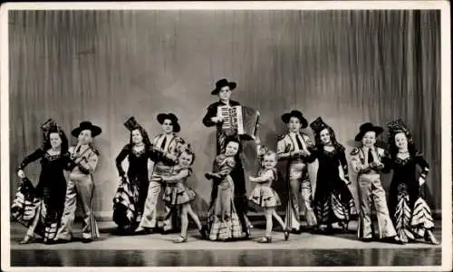 Ak Manias Lilliput, Liliputaner, Künstler in spanischen Trachten