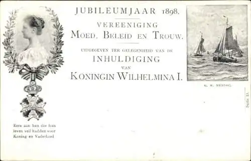 Ganzsachen Ak Königin Wilhelmina der Niederlande, Jubiläum, Segelboote