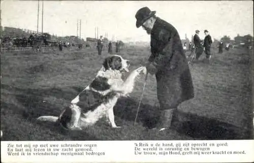 Ak Hund gibt Pfötchen, Bernhardiner