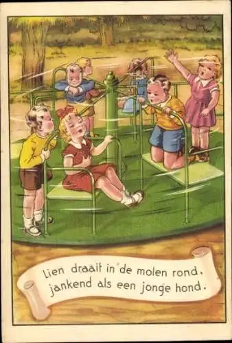 Ak Kinder auf dem Spielplatz, Karussell