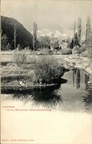 Ak Interlaken Kanton Bern Schweiz, Ruine Weissenau, Abendstimmung