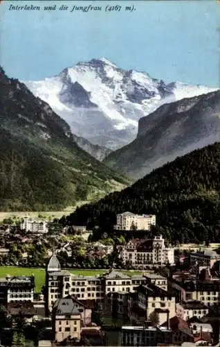 Ak Interlaken Kanton Bern Schweiz, Teilansicht, Jungfrau