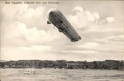 Ak Graf Zeppelins Luftschiff über dem Bodensee