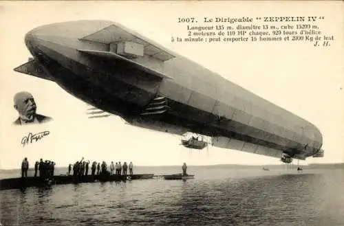 Ak Luftschiff Zeppelin IV über dem Bodensee, Graf Zeppelin
