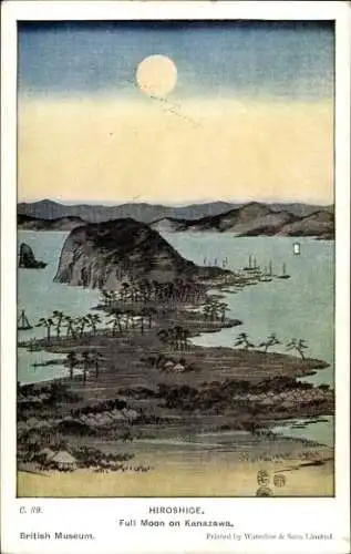 Mondschein Künstler Ak Ishikawa City Kanazawa Japan, Gesamtansicht, Hügel, Bäume