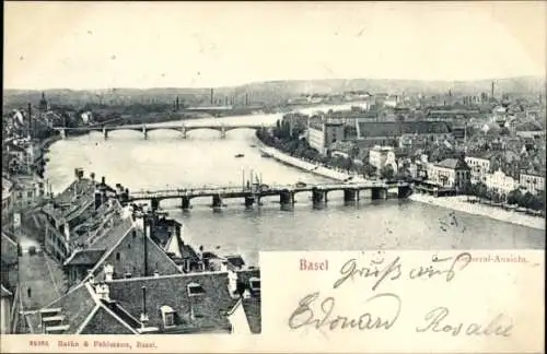 Ak Basel Stadt Schweiz, Panorama, Brücken