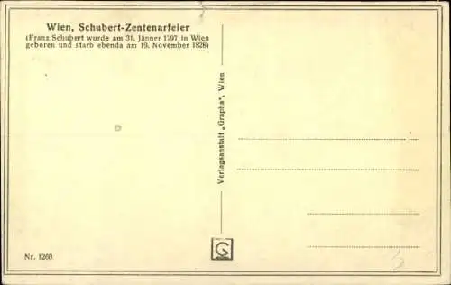 Ak Wien, Schubert-Zentenarfeier 1828-1928, Schuberts Geburtshaus, Schuberts Sterbehaus