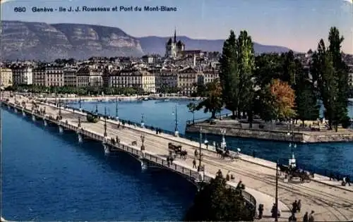 Ak Genève Genf Schweiz, Brücke zum Mont Blanc