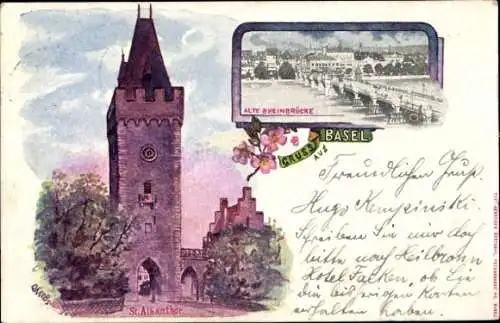 Künstler Ak Krebs, Basel Bâle Stadt Schweiz, Sankt Albantor