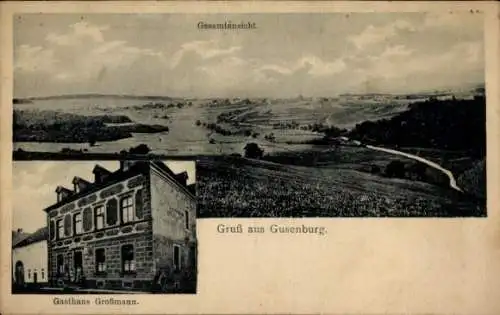 Ak Gusenburg im Hunsrück, Gesamtansicht, Gasthaus Großmann