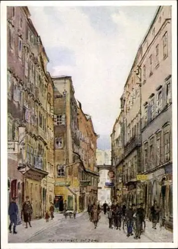 Künstler Ak F. Weidinger, Linz an der Donau Oberösterreich, Pfarrgasse