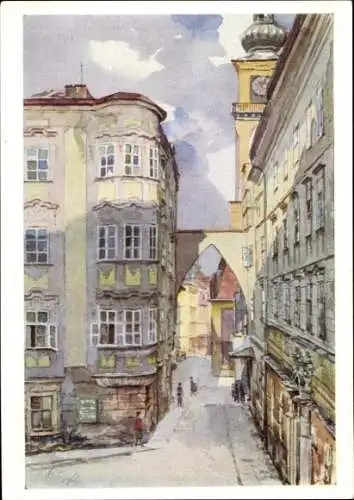 Künstler Ak F. Weidinger, Linz an der Donau Oberösterreich, Domgasse