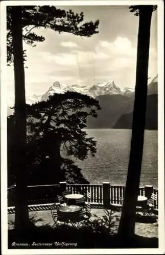 Ak Brunnen Kt Schwyz, Seeterrasse wolfsprung