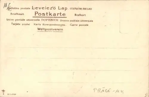 Präge Litho Rappe im Galopp, Pferd