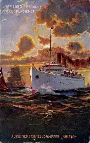 Ak Turbinenschnelldampfer Kaiser, HAPAG Seebäderdienst