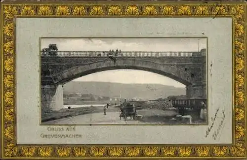 Präge Passepartout Ak Grevenmacher Luxemburg, Brücke, Straßenpartie