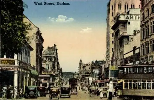 Ak Durban Südafrika, Straßenpartie, Verkehr