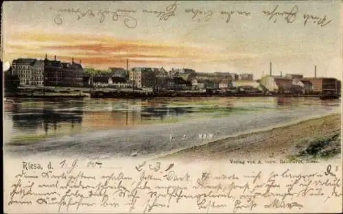 Ak Riesa an der Elbe Sachsen, Blick auf den Ort
