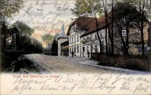 Ak Bennigsen Springe am Deister, Straßenpartie am Hotel Pension Steinkrug, Inh. L. Tanner