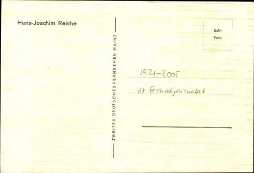 Ak Schauspieler Hans-Joachim Reiche, Portrait, Autogramm