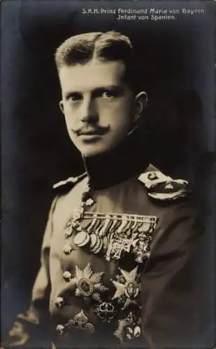 Ak Prinz Ferdinand Maria von Bayern, Infant von Spanien, Portrait in Uniform