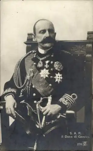 Ak Herzog von Genua, Uniform, Säbel