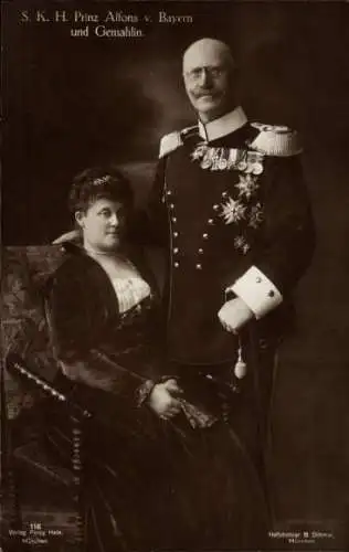 Ak Prinz und Prinzessin Alfons von Bayern Wittelsbach