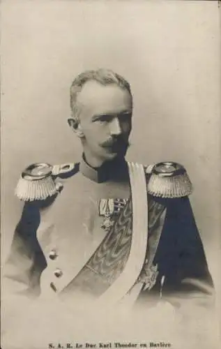 Ak Carl Theodor Herzog in Bayern, Porträt in Uniform