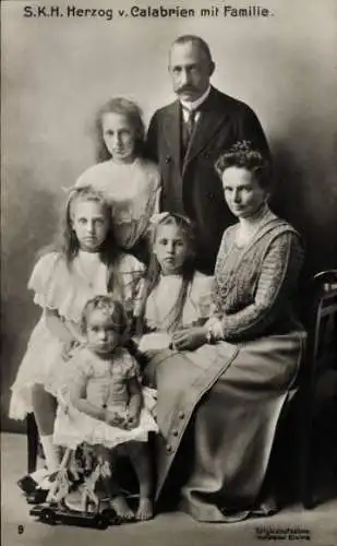 Ak Herzog von Kalabrien mit Familie, Portrait