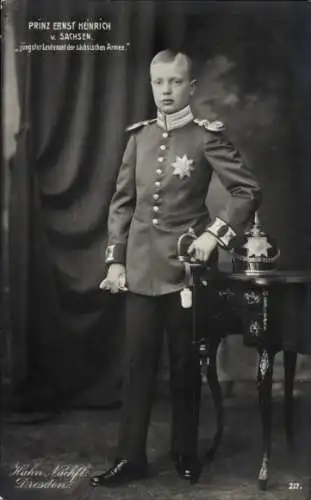 Ak Prinz Ernst Heinrich von Sachsen, Portrait in Uniform