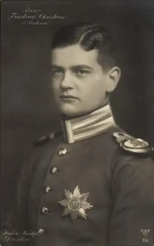 Ak Friedrich Christian von Sachsen, Porträt in Uniform
