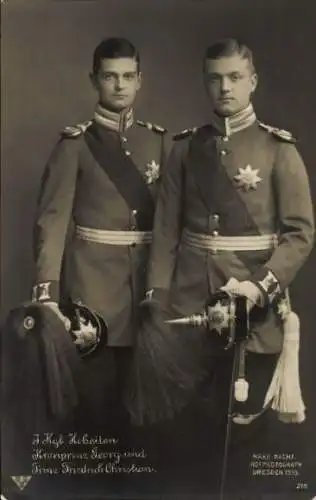 Ak Kronprinz Georg und Prinz Friedrich Christian von Sachsen