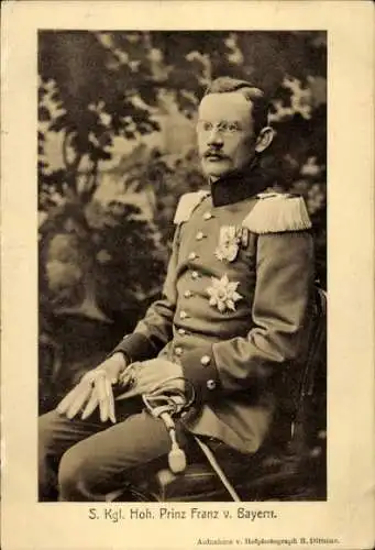 Ak Prinz Franz von Bayern, Porträt in Uniform